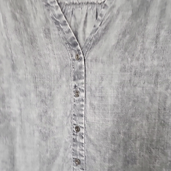 Jane & Delancey Grunge Glam Gray Button Down Shirt and Mandarin Collar 1X - Picture 6 of 9